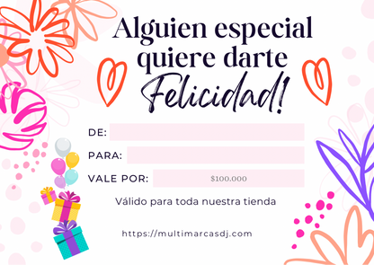 💫 Tarjeta de regalo Felicidad multimarcas D&J💫